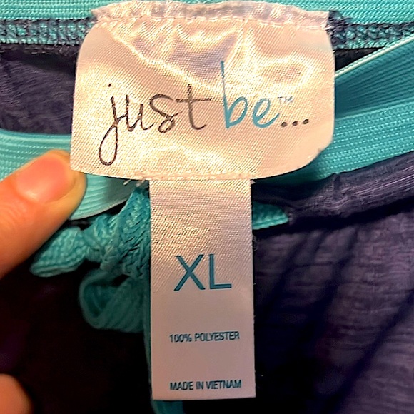 JUST BE 🏃‍♀️ NAVY BLUE & TEAL ELASTIC WAIST ATHLETIC RUNNING SHORTS Women’s XL - Picture 4 of 4